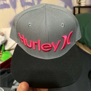 NWOT youth Hurley SnapBack flat bill hat Dark pink, grey, black